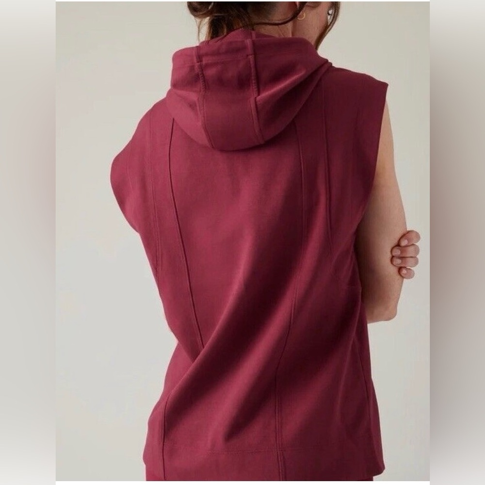 Athleta Sundown Red Sleeveless Activewear Gym Weights Walking Sweatshirt Hoodie - Picture 7 of 12